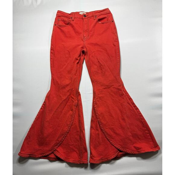 Shyanne Women's Western Super Flare Orange Denim Jeans - Size 33x31 - Picture 1 of 5